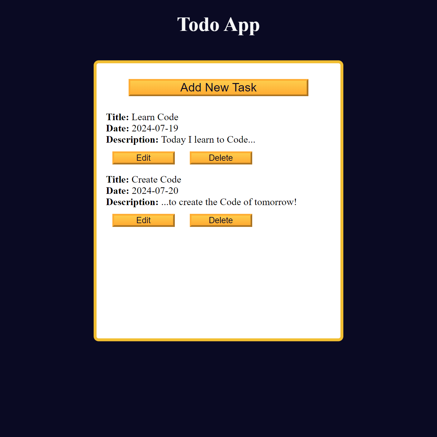 Todo App Project Screenshot.